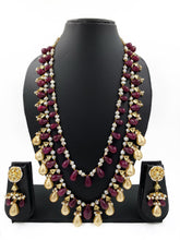 Designer Precious Real Ruby Drop Shape Beads Necklace With Baroque Pearls Beads Jewellery